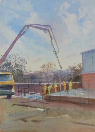 Picture of the Week: <p>On a building site near Archer Lane, the work starts early on laying down new concrete.</p>