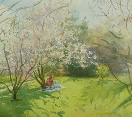 Picture of the Week: <p>A brief taste of Summer last week in the Botanical Gardens and a young mother tends to her child under the magnolia trees.</p>