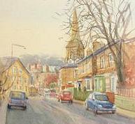 Picture of the Week: <p>Looking up Fitzwalter Road with St Aidans Church in the background. A few snow flurries interrupted my view while painting this scene but did not settle.</p>