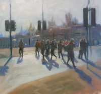 Picture of the Week: <p>Sunshine at last, and pedestrians crossing cast their long shadows on the road.</p>