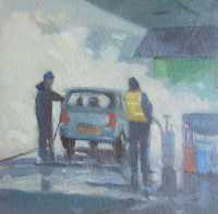 Picture of the Week: <p>I often drive down Queens Road and see the men washing cars surrounded by a halo of sunlit mist and spray as they work their trade.</p>