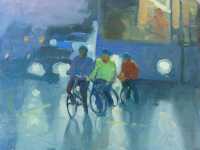 Picture of the Week: <p>A small group of cyclists wait at a junction ready take off and lead the traffic, silhouetted against the headlights behind.</p>