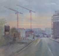Picture of the Week: <p>Cranes rise above the skyline in the early morning on Broad Lane. The sign of new flats being bui;lt</p>
