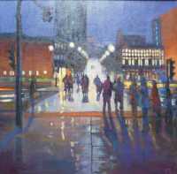 Picture of the Week: <p>I have been doing a series of paintings of a pedestrian crossing near the station, with various weathers and lighting effects. Here is the nightime version, with a wet pavement.</p>
