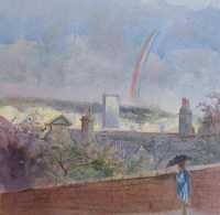 Picture of the Week: <p>I was painting a view of the City from Heeley. The painting started in sunlight and suddenly storm clouds appeared and heavy rain lashed my car. Then I saw the rainbow and had to change the painting completely to capture the moment.</p>