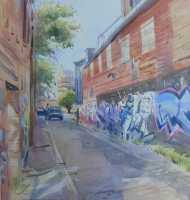 Picture of the Week: <p>Around Sidney St in the City centre, it seems to be the area where street artists work up their designs. I found this alley which was quiet to begin with, but became surprisingly busy. Taxi drivers park at the end while waiting for fares.</p>